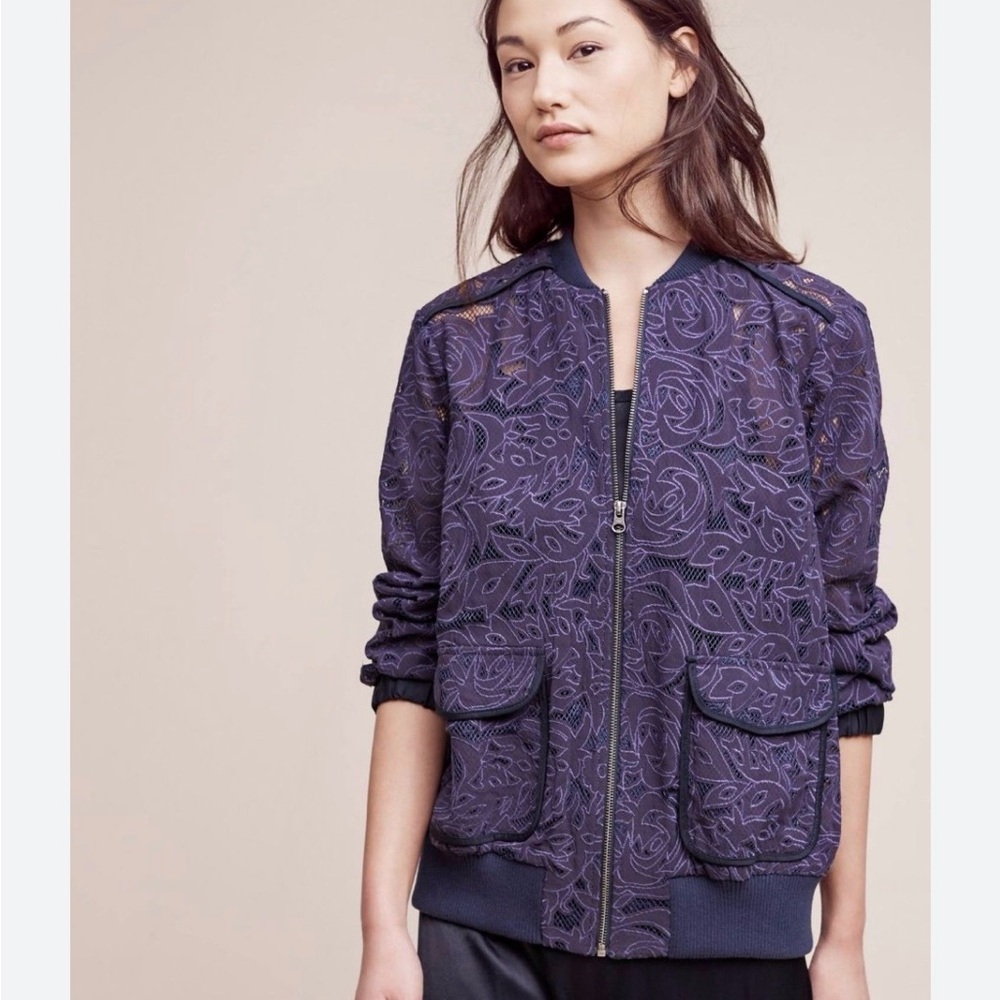 Anthropologie Miranda Lace Bomber Jacket